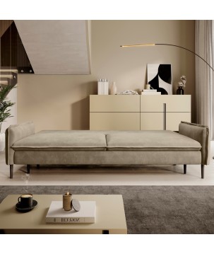 SOFA GLOSSY z funkcją spania i pojemnikiem,wolnostojąca w tkaninie APHRODITE 04 WERSAL