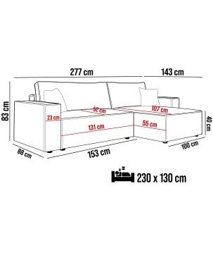 Narożnik POSO XL Prawostronny zestaw z poduszkami wolnostojący tkanina POSO 06 WERSAL