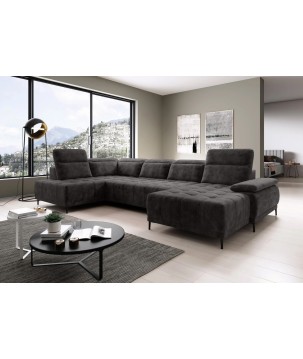 Narożnik FOCUS XL z elektryczną regulacją siedziska Lewostronny w tkaninie Promocyjnej SALVADOR 16 WERSAL