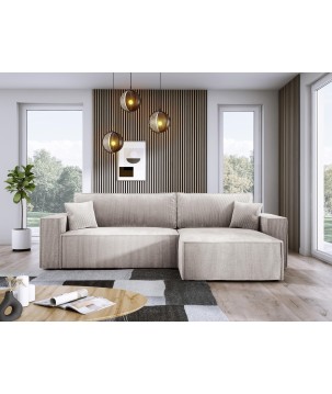 Narożnik POSO XL Prawostronny zestaw z poduszkami wolnostojący tkanina POSO 100 WERSAL