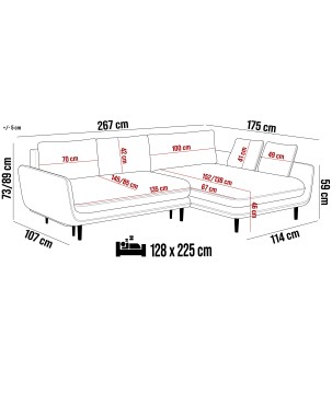 Narożnik SOLANO funkcja spania pojemnik poduszki Element 17 WERSAL