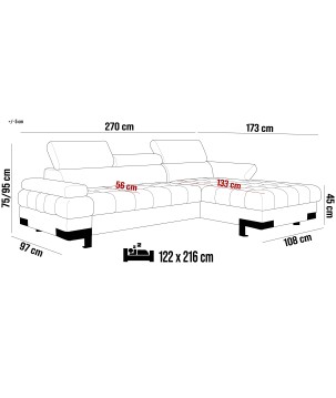 Narożnik SELVA S z funkcją spania i pojemnikiem AUSTIN 04 WERSAL