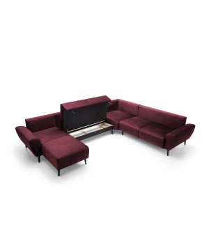 Narożnik BOSCO XL zestaw z elektryczną funkcją regulacji tkanina Monolith 69 Burgundowy WERSAL