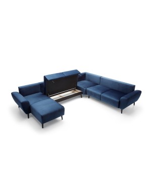 Narożnik BOSCO XL zestaw z elektryczną funkcją regulacji tkanina Monolith 77 Niebieski WERSAL