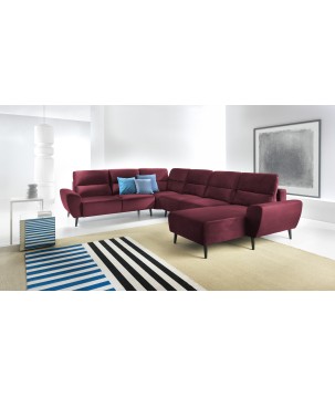 Narożnik BOSCO XL zestaw z elektryczną funkcją regulacji tkanina Monolith 69 Burgundowy WERSAL