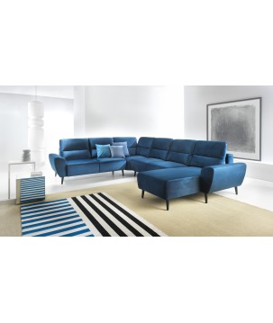 Narożnik BOSCO XL zestaw z elektryczną funkcją regulacji tkanina Monolith 77 Niebieski WERSAL