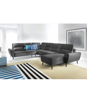 Narożnik BOSCO XL zestaw z elektryczną funkcją regulacji tkanina Monolith 95 Szary WERSAL