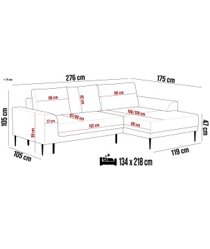 Narożnik CAPITOL Lewostronny 4 osobowy z funkcją spania i pojemnikiem WERSAL