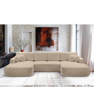 Narożnik VELO XL wolnostojący układ U z funkcją spania w tkaninie Coral 50 DomoHome