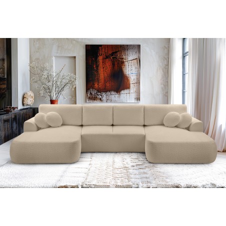 Narożnik VELO XL wolnostojący układ U z funkcją spania w tkaninie Coral 50 DomoHome