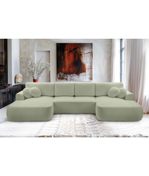 Narożnik VELO XL wolnostojący układ U z funkcją spania w tkaninie Coral 55 DomoHome