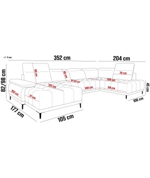 Narożnik FOCUS XL z elektryczną regulacją siedziska Lewostronny w tkaninie w tkaninie SALVADOR 02 WERSAL