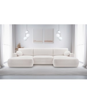 Narożnik FUEGO XL wolnostojący układ U z funkcją spania w tkaninie Bubble 01 DomoHome