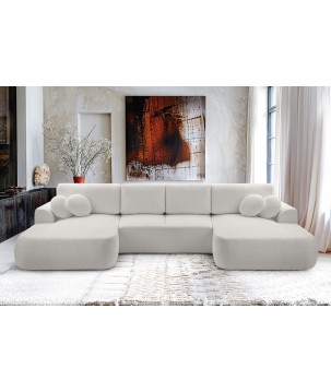 Narożnik VELO XL wolnostojący układ U z funkcją spania w tkaninie Coral 65 DomoHome