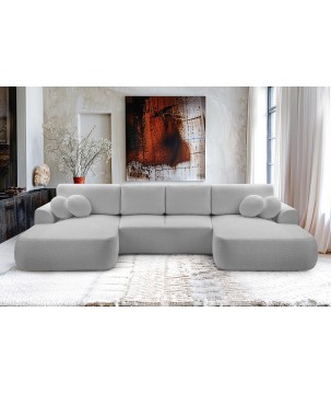 Narożnik VELO XL wolnostojący układ U z funkcją spania w tkaninie Coral 75 DomoHome