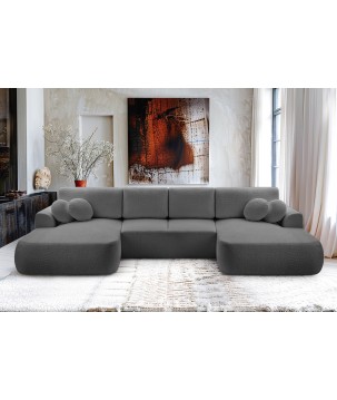 Narożnik VELO XL wolnostojący układ U z funkcją spania w tkaninie Coral 80 DomoHome