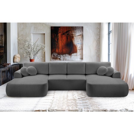 Narożnik VELO XL wolnostojący układ U z funkcją spania w tkaninie Coral 80 DomoHome