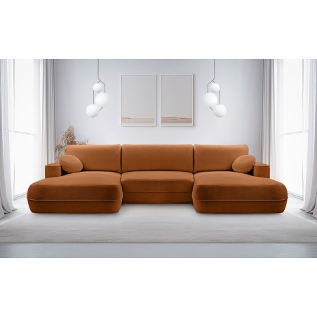 Narożnik FUEGO XL wolnostojący układ U z funkcją spania w tkaninie Bubble 10 DomoHome