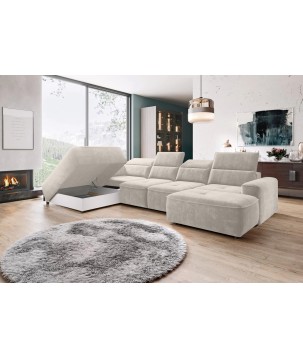 Narożnik COLOMBO XL z elektryczną regulacją siedziska Lewostronny w tkaninie PALLADIUM 02 WERSAL