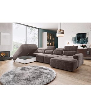 Narożnik COLOMBO XL z elektryczną regulacją siedziska Lewostronny w tkaninie PALLADIUM 05 WERSAL