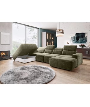 Narożnik COLOMBO XL z elektryczną regulacją siedziska Lewostronny w tkaninie PALLADIUM 10 WERSAL