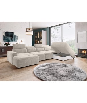 Narożnik COLOMBO XL z elektryczną regulacją siedziska Prawostronny w tkaninie PALLADIUM 02 WERSAL