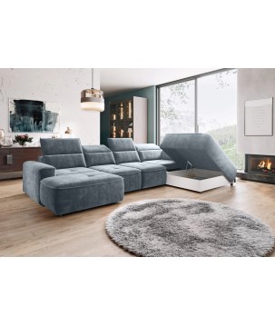 Narożnik COLOMBO XL z elektryczną regulacją siedziska Prawostronny w tkaninie PALLADIUM 15 WERSAL