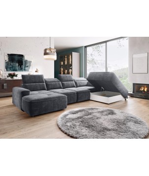 Narożnik COLOMBO XL z elektryczną regulacją siedziska Prawostronny w tkaninie PALLADIUM 16 WERSAL