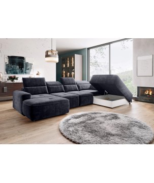 Narożnik COLOMBO XL z elektryczną regulacją siedziska Prawostronny w tkaninie PALLADIUM 19 WERSAL