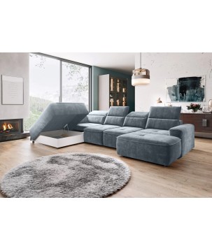 Narożnik COLOMBO XL Lewostronny z elektryczną regulacją siedziska w tkaninie PALLADIUM 15 WERSAL