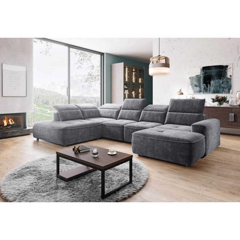 Narożnik COLOMBO XL Lewostronny z elektryczną regulacją siedziska w tkaninie PALLADIUM 16 WERSAL