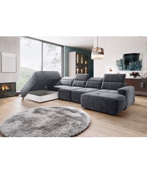 Narożnik COLOMBO XL Lewostronny z elektryczną regulacją siedziska w tkaninie PALLADIUM 16 WERSAL