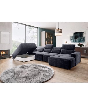 Narożnik COLOMBO XL Lewostronny z elektryczną regulacją siedziska w tkaninie PALLADIUM 19 WERSAL