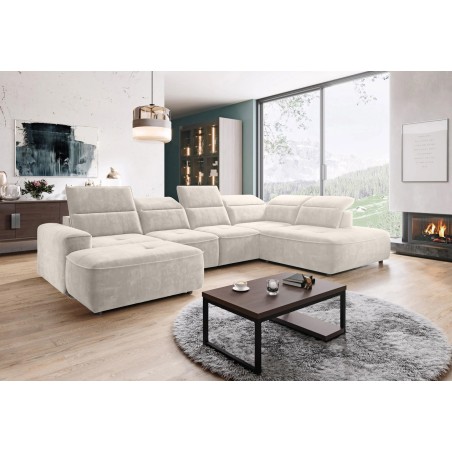 Narożnik COLOMBO XL Prawostronny z elektryczną regulacją siedziska w tkaninie PALLADIUM 02 WERSAL