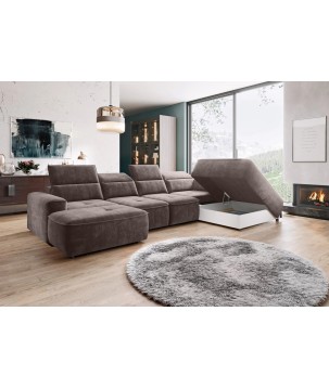 Narożnik COLOMBO XL Prawostronny z elektryczną regulacją siedziska w tkaninie PALLADIUM 05 WERSAL