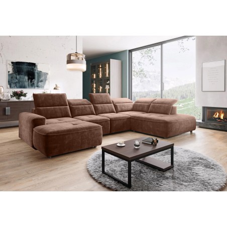 Narożnik COLOMBO XL Prawostronny z elektryczną regulacją siedziska w tkaninie PALLADIUM 08 WERSAL