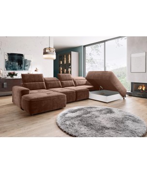 Narożnik COLOMBO XL Prawostronny z elektryczną regulacją siedziska w tkaninie PALLADIUM 08 WERSAL