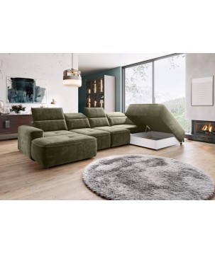 Narożnik COLOMBO XL Prawostronny z elektryczną regulacją siedziska w tkaninie PALLADIUM 10 WERSAL