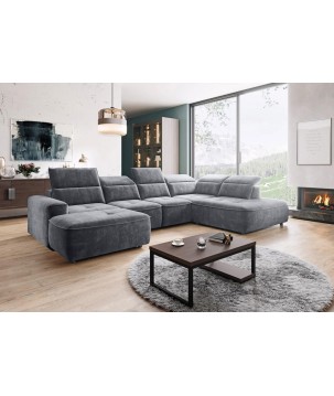 Narożnik COLOMBO XL Prawostronny z elektryczną regulacją siedziska w tkaninie PALLADIUM 16 WERSAL