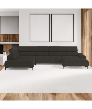 Narożnik PLAZA XL Lewostronny Elektryczna regulacja Tkanina SOLAR 28 WERSAL