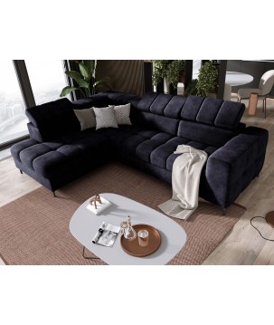 Narożnik PABLOS układ L strona Lewa w tkaninie CLOUD 79 regulowane zagłówki z funkcją spania