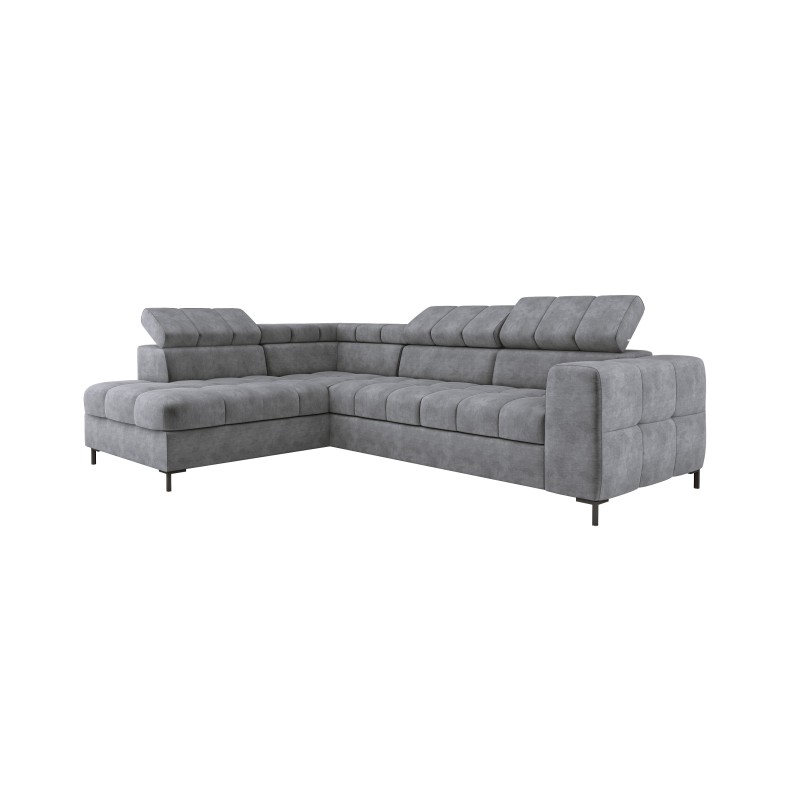 Narożnik PABLOS układ L strona Lewa w tkaninie CLOUD 81 regulowane zagłówki z funkcją spania