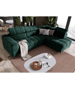 Narożnik PABLOS układ L strona Prawa w tkaninie CLOUD 39 regulowane zagłówki z funkcją spania