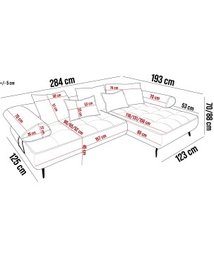 Narożnik SELEDO S układ L Prawostronny z funkcją elektrycznej regulacji głebokości siedziska WERSAL