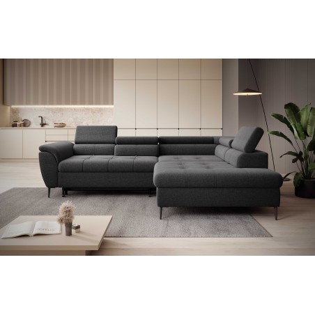 Narożnik TEMPO Prawostronny w układzie L z funkcją spania i pojemnikiem WERSAL