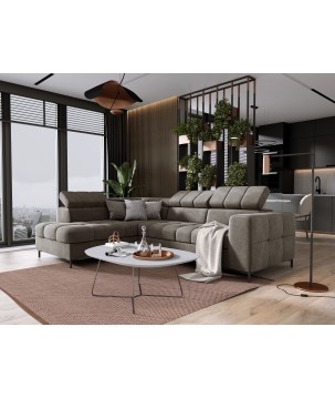 Narożnik PABLOS układ L strona Lewa w tkaninie VOGUE 04 regulowane zagłówki z funkcją spania