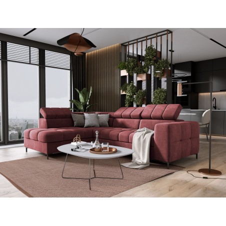 Narożnik PABLOS układ L strona Lewa w tkaninie VOGUE 08 regulowane zagłówki z funkcją spania