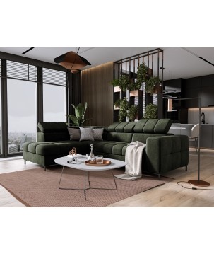 Narożnik PABLOS układ L strona Lewa w tkaninie VOGUE 11 regulowane zagłówki z funkcją spania