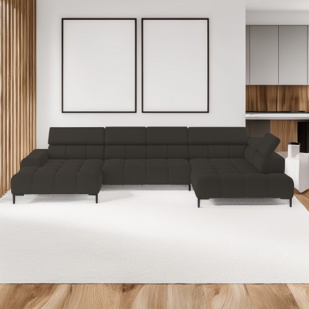 Narożnik PLAZA XL Prawostronny Elektryczna regulacja Tkanina SOLAR 28 WERSAL