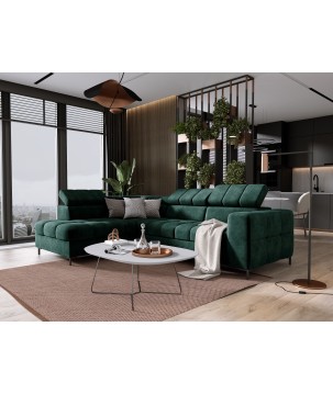 Narożnik PABLOS układ L strona Lewa w tkaninie CLOUD 39 regulowane zagłówki z funkcją spania